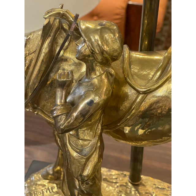 Circa 1900s Antoine Bofill Bronze “Journee Finie” Sculpture Converted to Table Lamp on Marble Base For Sale - Image 4 of 12