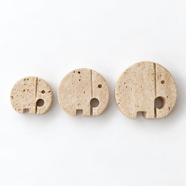 Enzo Mari Italian Travertine Elephant Sculptures by Enzo Mari, 1970s, Set of 3 For Sale - Image 4 of 9
