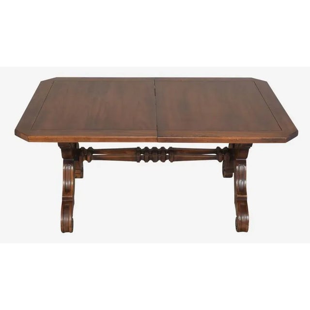 Wood Henry Link 'Majorca' Spanish Style Lyre Leg Oak 102" Extension Refectory Table - Vintage Mid 20th Century For Sale - Image 7 of 10