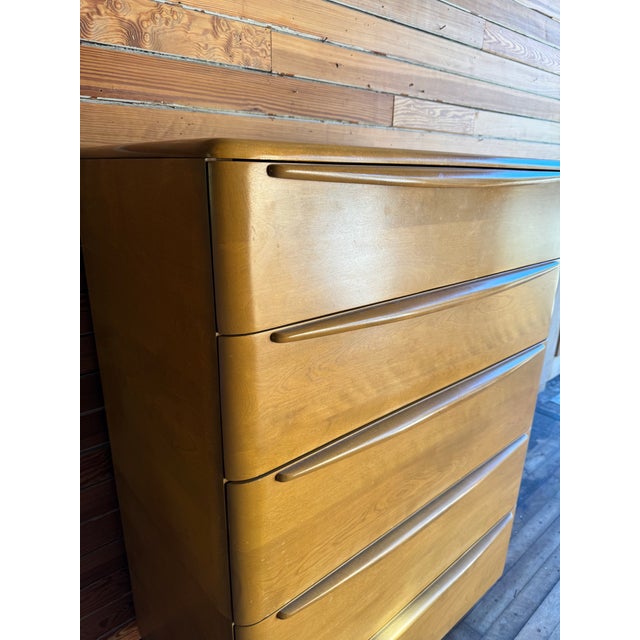 Heywood-Wakefield 1950s Heywood-Wakefield M522 Encore 5-Drawer Highboy Dresser in Wheat Finish For Sale - Image 4 of 9