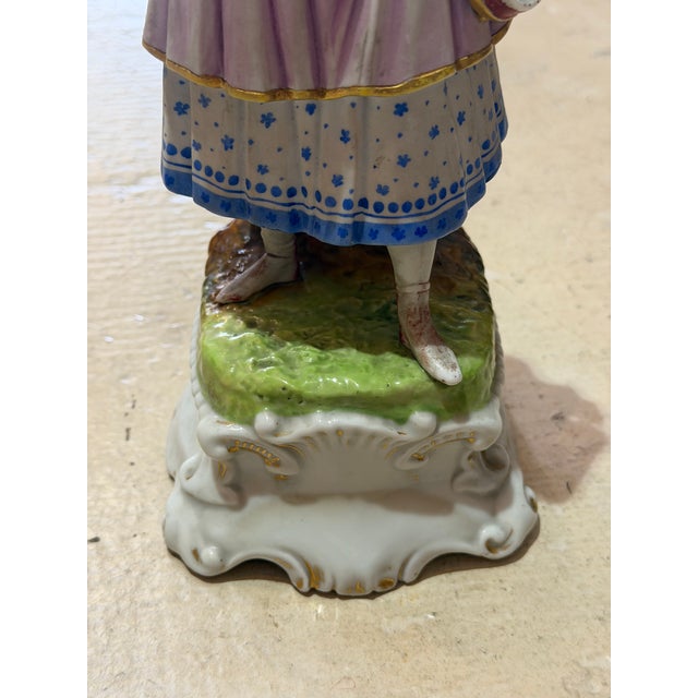 Vintage Hand-Painted Porcelain Lady Figurine With Tambourine – 12"h For Sale - Image 4 of 7