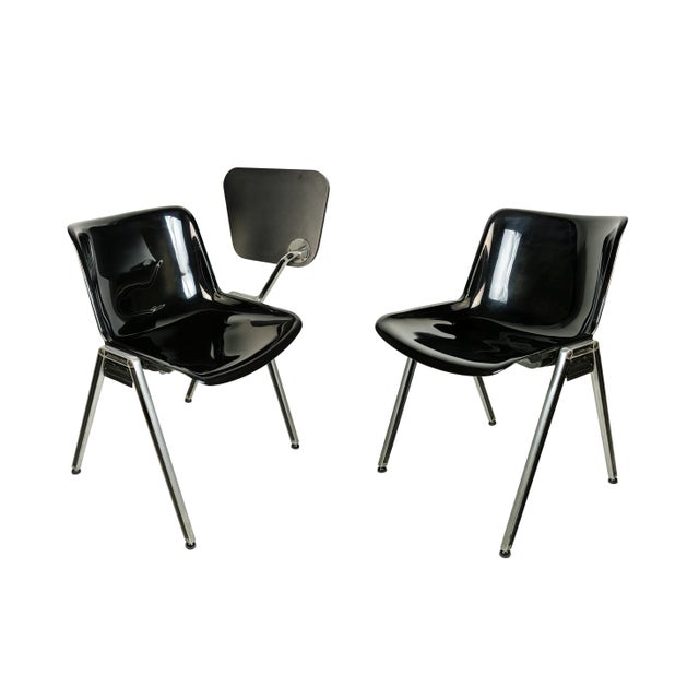Black Plastic & Aluminum Modus Stackable Chairs with Desk by O. Borsani/Centro Progetti Tecno, 1980s, Set of 10 For Sale - Image 14 of 18
