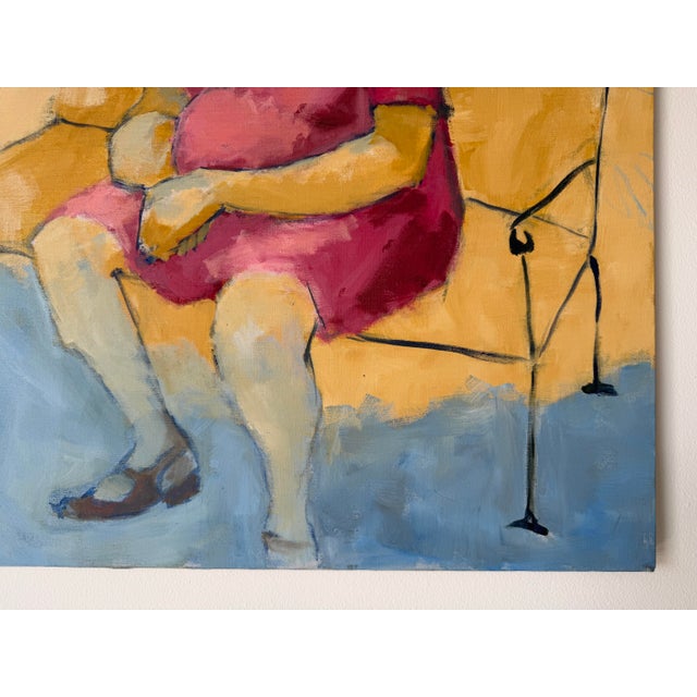 1980s Vintage Figurative Impressionist Seated Woman Oil on Canvas Painting For Sale - Image 9 of 11
