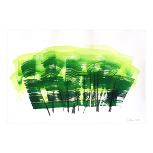 Forest 3 - Original Expressionist Forest Landscape Ink Painting on French Linen Paper by Bettina Mauel