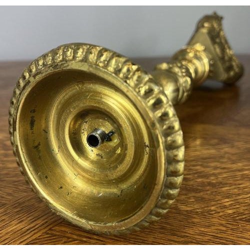 Gold Vintage French Brass Ornate Decorative Candleholder For Sale - Image 8 of 10