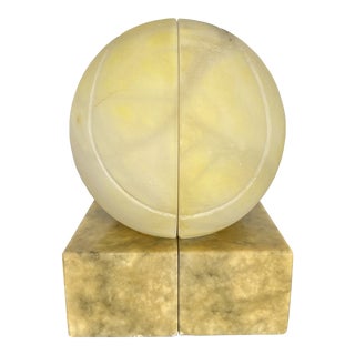Italian Alabaster Tennis Ball Bookends For Sale