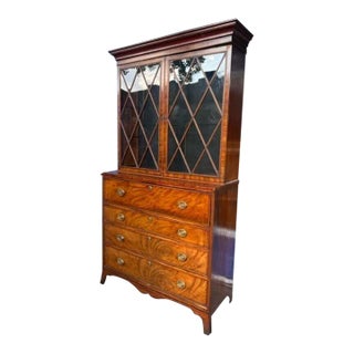 Mid 19th Century Antique Georgian English Bookcase Secretary For Sale