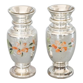 Antique 19th Century English Silvered Mercury Glass Vases - a Pair For Sale