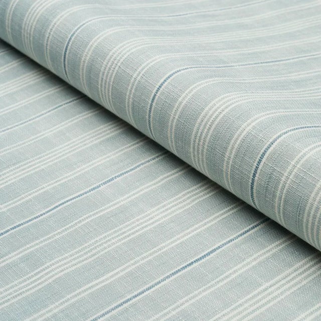 Schumacher Schumacher X Mark D. Sikes Lucy Stripe Fabric In China Blue For Sale - Image 4 of 5
