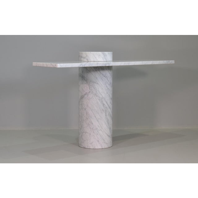 Stone Console Table in White Carrara Marble by Angelo Mangiarotti for Skipper Loico Collection, 1980 For Sale - Image 7 of 16