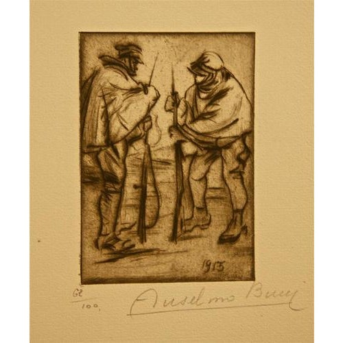 Etching and drypoint on paper. from the collection "Croquis du front Italien" - Album I. Hand signed and numbered. Edition...