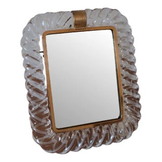 Table Mirror in Brass & Murano Glass by Barovier & Toso, Italy, 1940s For Sale