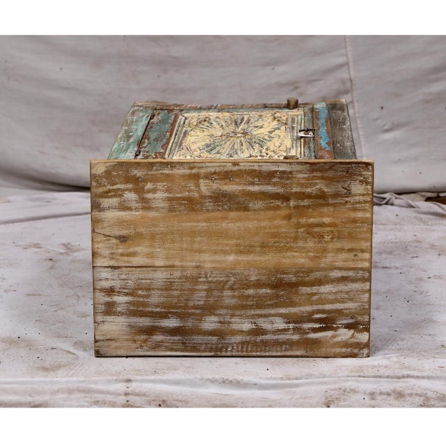 Nightstand Made From Antique Indian Teakwood Architectural Elements For Sale - Image 4 of 8