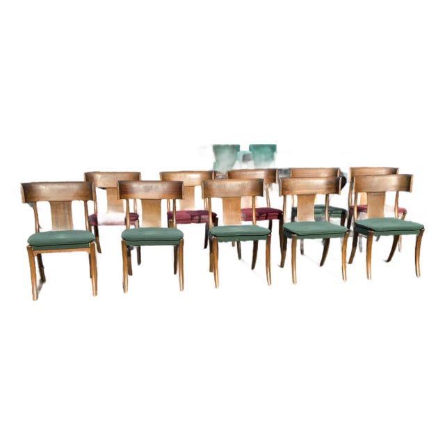 1970s Set of Ten Mic Century Modern Klismos Dining Chairs For Sale