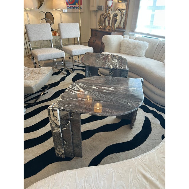 Dark Gray Italian Marble “Eye” End Tables Attributed to Roche Bobois - A Pair For Sale - Image 8 of 13
