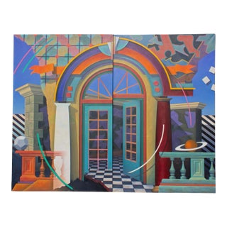 1992 “Kepler/Paradox #1” Monumental Acrylic on Canvas Painting by Kim Krause For Sale