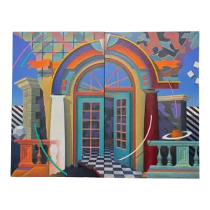 1992 “Kepler/Paradox #1” Monumental Acrylic on Canvas Painting by Kim Krause