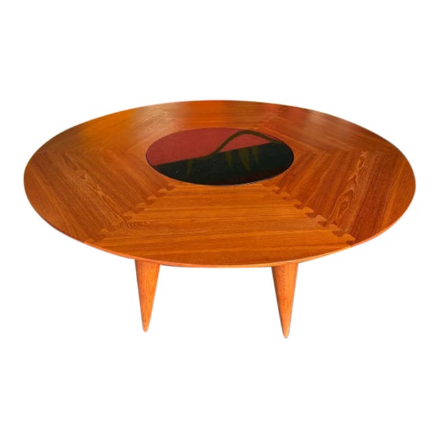 Danish Modern Sun Cabinet Co Teak Dining Table W Lazy Susan For Sale