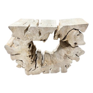 Andrianna Shamaris Bleached Organic Wood Console Table For Sale
