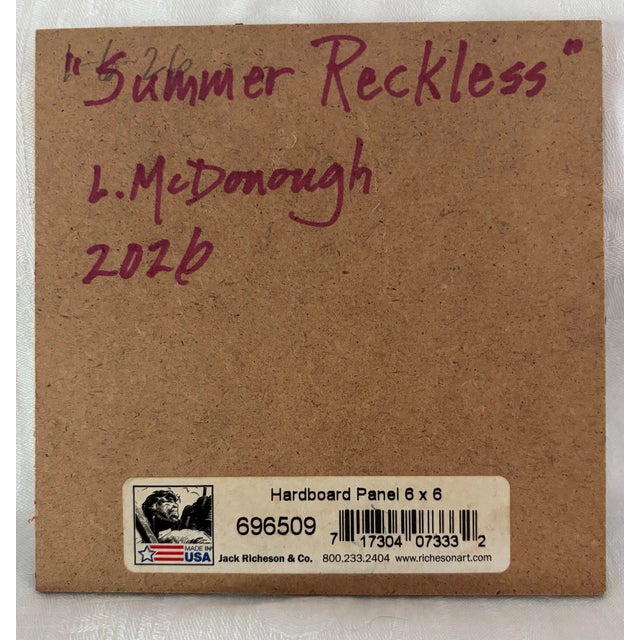 Wood “Summer Reckless” Original Acrylic Contemporary Expressionism Floral Still Life by Linda McDonough For Sale - Image 7 of 7