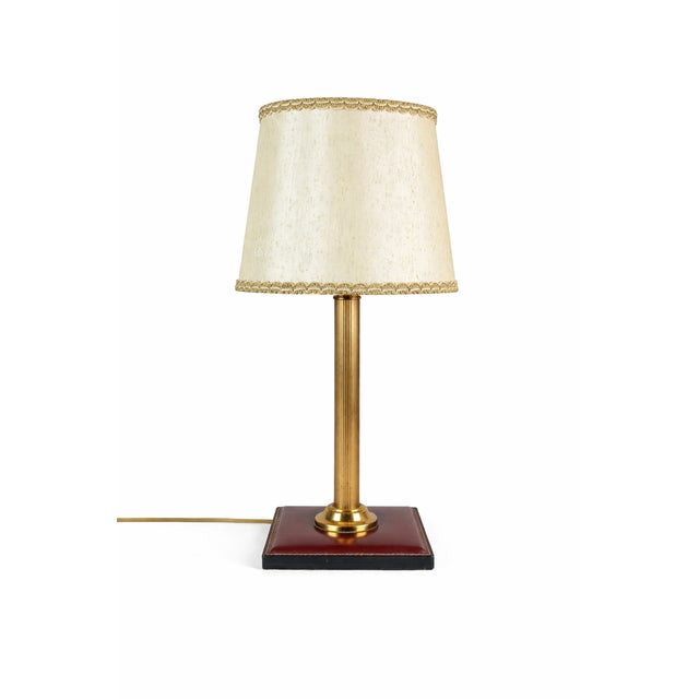 JVintage Brass Desk Lamp with Leather Base, 1950s For Sale - Image 9 of 9