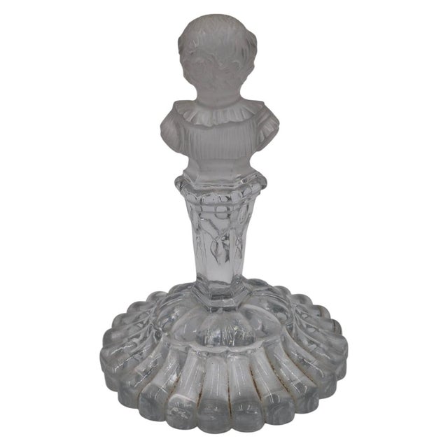 Antique Unsigned Baccarat French Frosted Crystal Bust of Young Napoleon II on Pedestal Base For Sale - Image 6 of 10