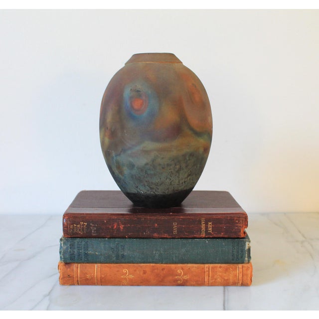 Mid-Century Modern Vintage Raku Pottery Vessel or Vase For Sale - Image 3 of 9