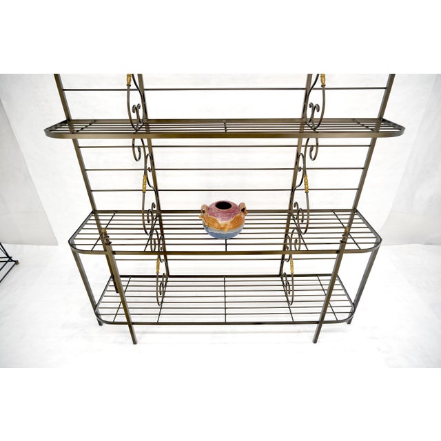 Metal Vintage Steel & Brass Baker's Rack MINT For Sale - Image 7 of 17