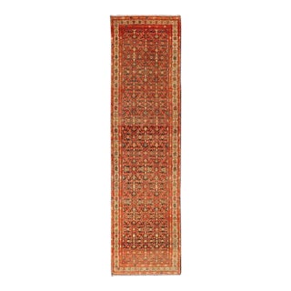 Antique Early 20th Century Persian Herati Design Malayer Runner 3'4 X 13'1 For Sale