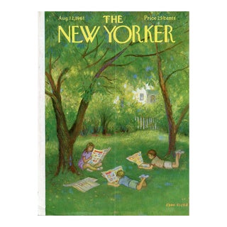 1961 Vintage New Yorker Magazine Cover, August 12, Edna Eicke Cover Art, Summer Vacation For Sale