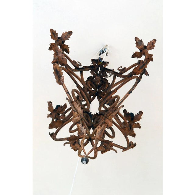 Brown Hand-Made Wrought Iron Chandelier, 1800s For Sale - Image 8 of 9