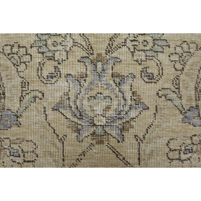 Tabriz Rug 9’2” X 10’8” Beige Wool Vintage Distressed Hand-Knotted Carpet For Sale - Image 11 of 15