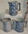 19Thc Blue & white sponge ware pottery pitchers.Sold as a group of three.