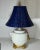 White Vintage Chinoiserie White Ginger Jar Table Lamp With Navy Blue Wicker Shade - Newly Painted For Sale - Image 8 of 11