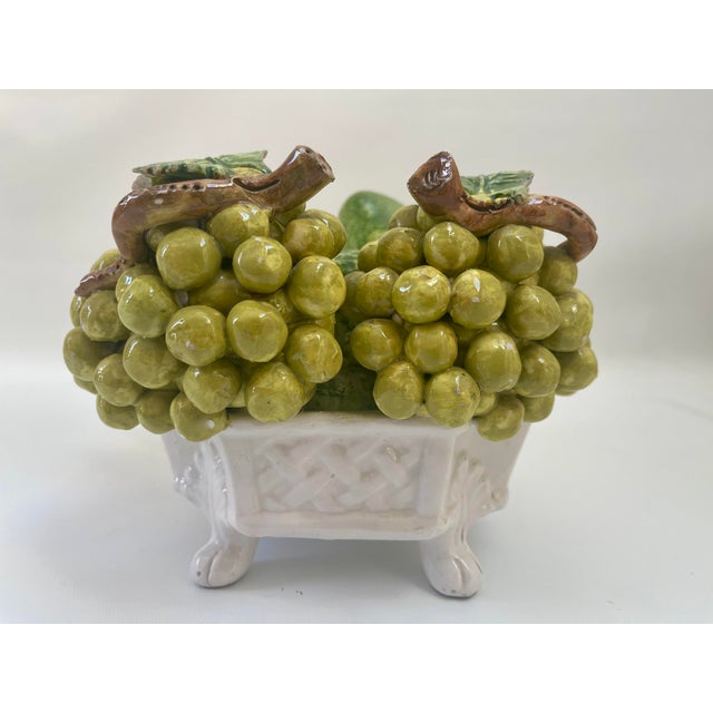 Italian Majolica Mid-Century Ceramic Fruit Centerpiece Basket For Sale - Image 10 of 11