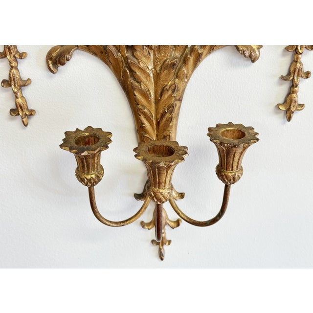 Wood Vintage Italian Gilt Candle Wall Sconce For Sale - Image 7 of 9