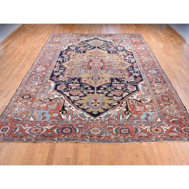 1900s Blue Antique Persian Rug | Chairish