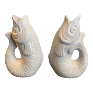 White Gurgles Pitchers, Pair