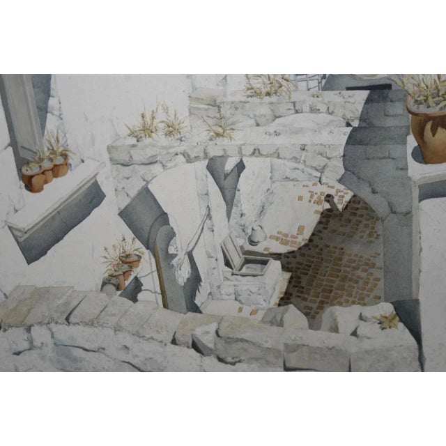 Original Watercolor Mediterranean Courtyard by Robert Banks C.1964 For Sale In San Francisco - Image 6 of 11