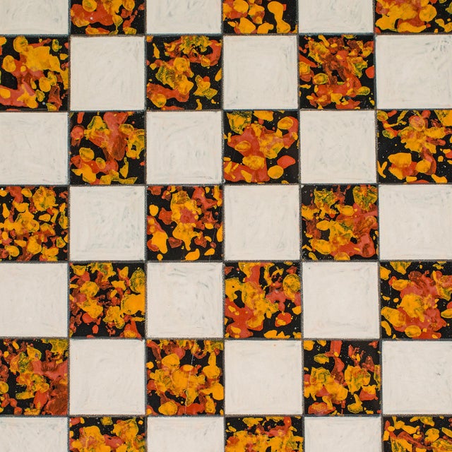 Antique Chess Board Set, English Painted Glass, Pine, Parlour Game, Edwardian For Sale - Image 10 of 12