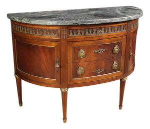 Louis XVI French Half-Moon Commode with Marble Top, 1950s