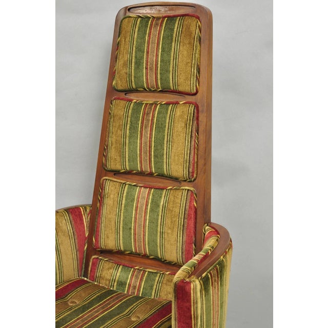 Vintage Mid Century Modern Walnut Panel Back Sculptural Lounge Arm Chairs - Pair For Sale - Image 12 of 16