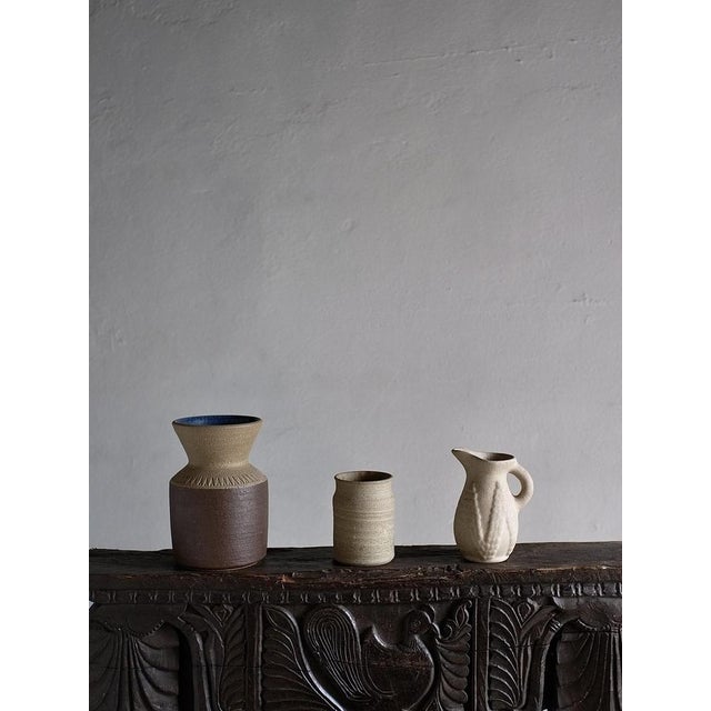 Danish Beige Stoneware Vase Set from Soholm, 1960s, Set of 3 For Sale - Image 6 of 6