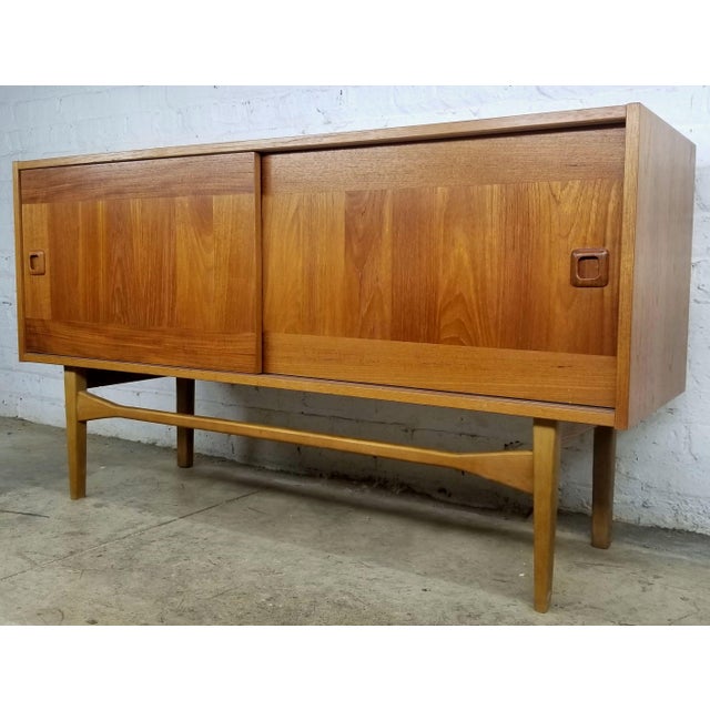Mid-Century Modern 1970s Danish Modern Mid Century Compact Credenza Buffet Bar Cabinet For Sale - Image 3 of 11