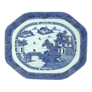 Chinese Export Porcelain Blue & White Canton Large Serving Dish