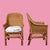 Coastal Set of 4 Woven Rattan Arm Chairs For Sale - Image 3 of 4