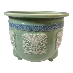 Late 19th Century Japanese Meiji Period Seto Celadon Flower Pot