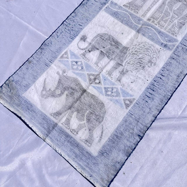 Blue Early 20th Century Blue African Handprinted Table Runner For Sale - Image 8 of 12