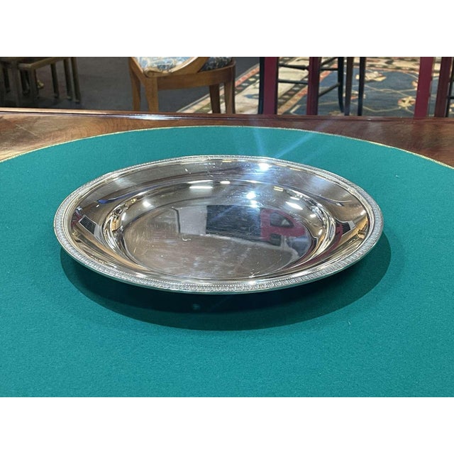 Christofle Malmaison pattern silver-plated metal round tray - stripes - D=35cm.