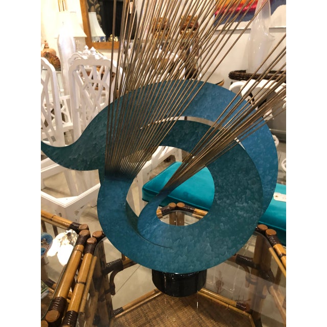 Vintage 1967 Mid Century Modern Curtis Jere Metal Kinetic Statue For Sale - Image 10 of 13